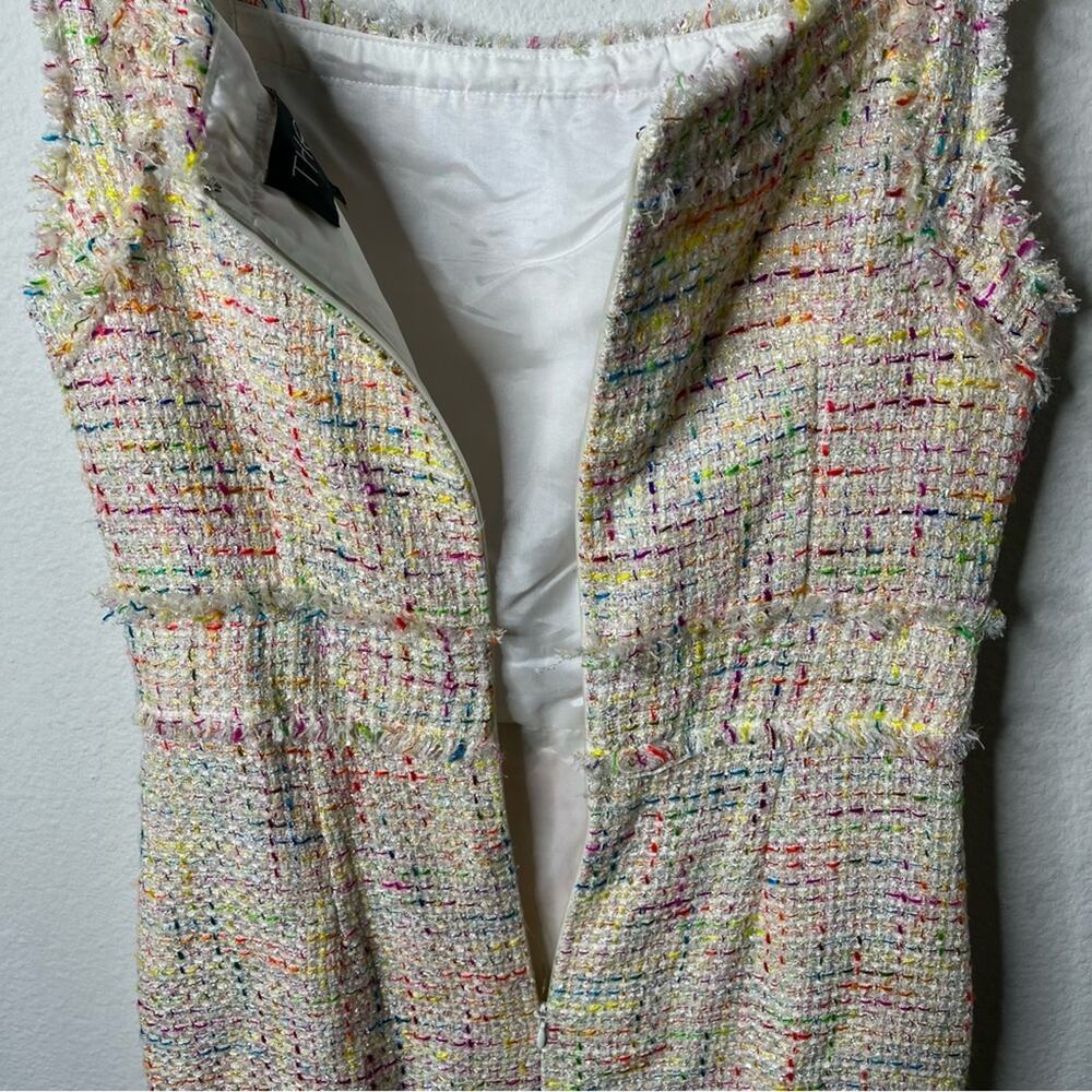 Theia Colorful Multi Tweed Sheath Dress Sleeveless Womens Size 10 - Picture 6 of 9